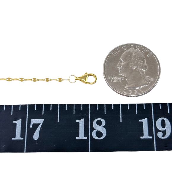 Gold-Tone Sterling Silver E Initial Cubic Zirconia Tinsel Chain Necklace 16"-18" - Picture 3 of 7